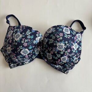 Victoria's‎ Secret Women's 34DD Navy Blue Floral Push Up Bra